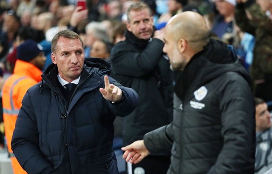 HLV Brendan Rodgers liệu có thể gây sốc trước Pep Guardiola một lần nữa? Ảnh: Getty Images