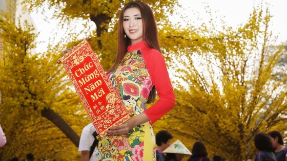 Hoa hậu Du lịch Tường Vy rạng ngời dạo phố ông đồ ảnh 1