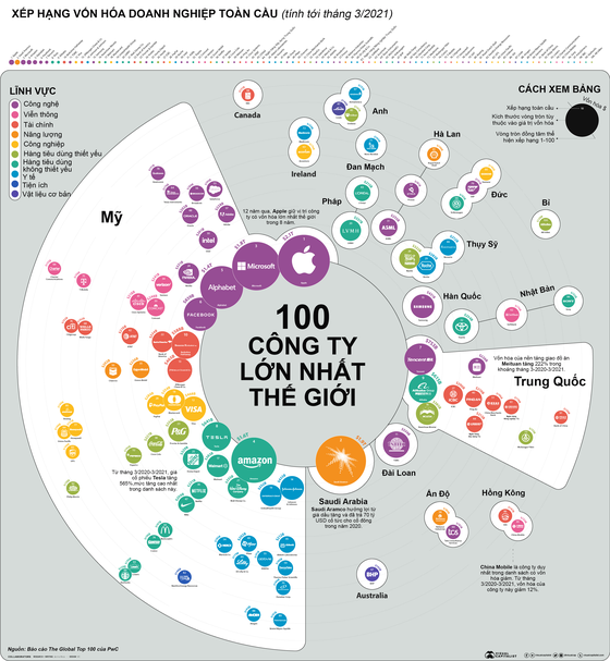 Nguồn: Visual Capitalist/Báo cáo The Global Top 100 của PwC