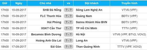 Lịch vòng 18 - Toyota V.League 2017 (15 đến 17-9) ảnh 1