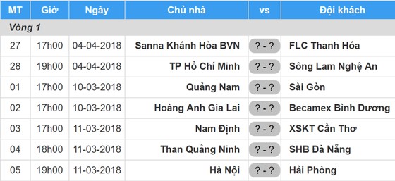 Lịch thi đấu vòng 1 - V.League 2018-2019: Hoàng Anh Gia Lai tiếp Bình Dương ảnh 1