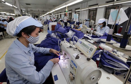 May hàng xuất khẩu tại Tổng Công ty may Đức Giang. (Ảnh minh họa: Trần Việt/TTXVN)