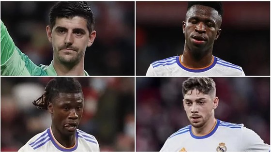 Thủ môn Thibaut Courtois, tiền vệ Fede Valverde và Eduardo Camavinga, tiền đạo Vinicius Jr đều đã dương tính