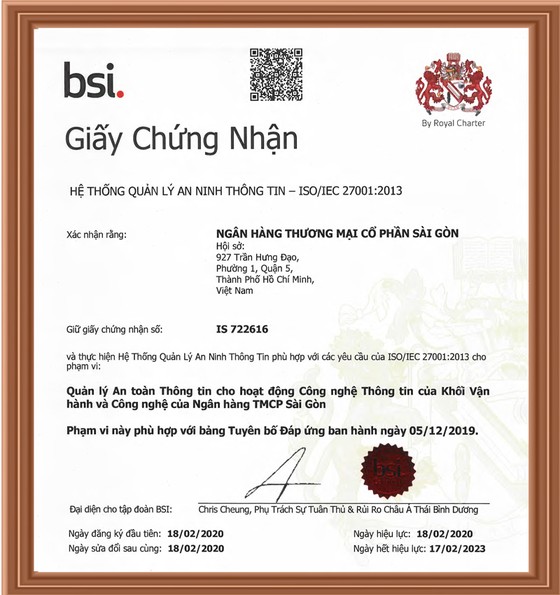 SCB đạt nhiều chứng chỉ bảo mật quốc tế ảnh 1