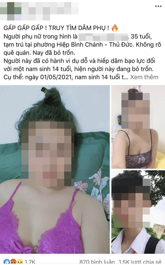 Công an truy tìm chủ tài khoản đăng tin “người phụ nữ dâm ô nam sinh 14 tuổi” ảnh 1