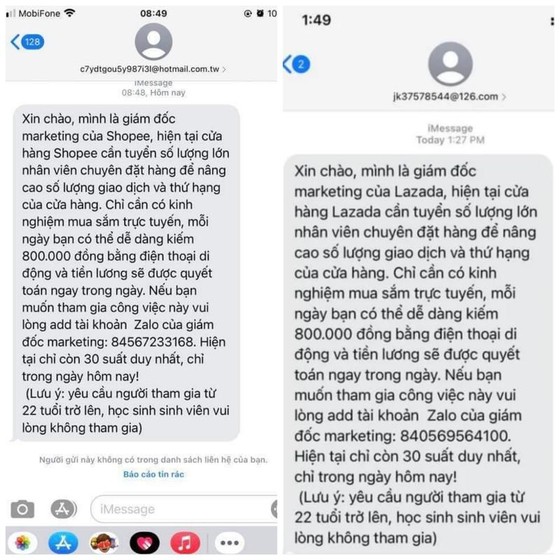 Công an cảnh báo thủ đoạn nhắn tin lừa đảo 'việc nhẹ, lương cao' ảnh 1