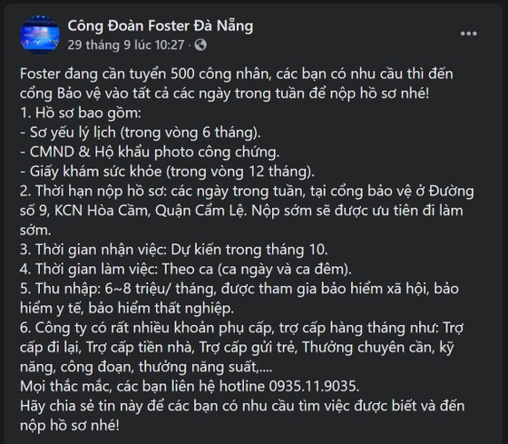 Lao động trong trạng thái 'bình thường mới' - Bài 1: Doanh nghiệp Đà Nẵng... ngóng lao động ảnh 1