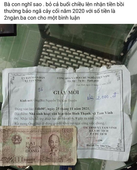 Quảng Nam: Một người nhận hỗ trợ thiệt hại do bão với số tiền 2.000 đồng ảnh 1