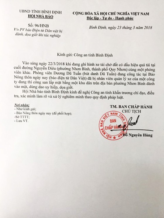 Vụ cầm dao dọa chém phóng viên: Khẩn trương điều tra, làm rõ xử lý nghiêm ảnh 1