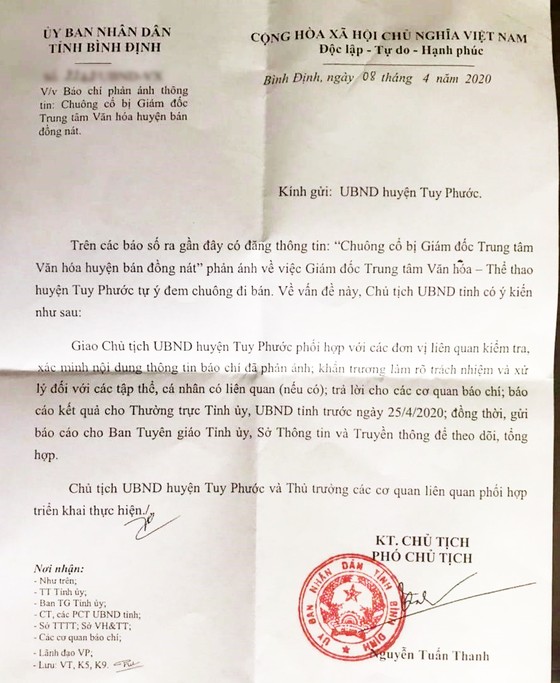 Xử lý nghiêm vụ giám đốc mang chuông cổ đi bán…đồng nát ảnh 3