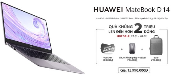 Huawei MateBook D 14 được bán online với giá gần 16 triệu đồng ảnh 3