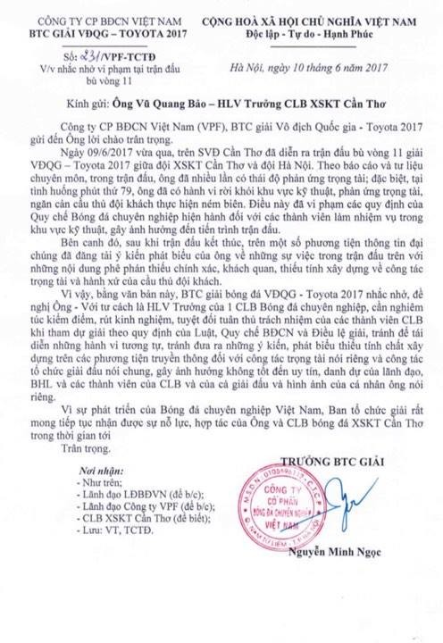 HLV VŨ QUANG BẢO BỊ TUÝT CÒI ảnh 1