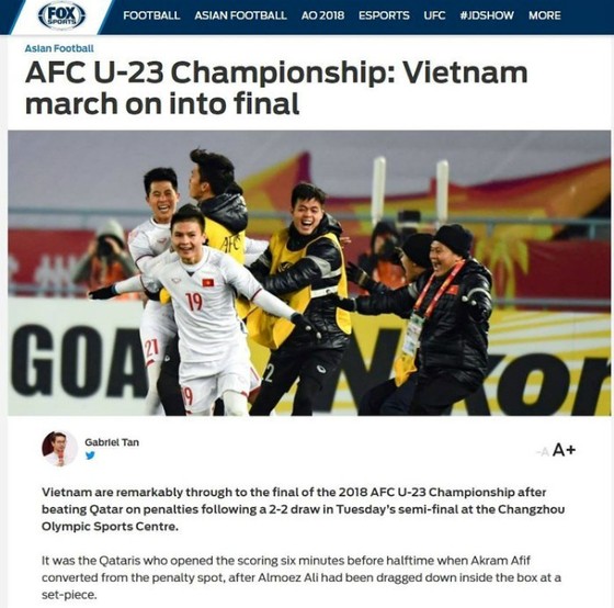 Các chàng trai U23 Việt Nam chiếm trọn cảm tình của báo chí châu Á.