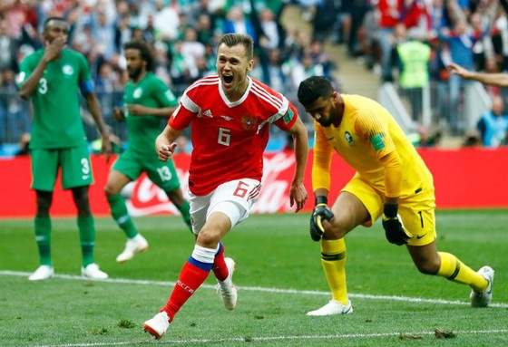 Denis Cheryshev rạng ngời sau khi ghi dấu ấn lịch sử tại World Cup 2018.
