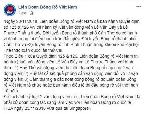 Cấm thi đấu 10 năm 2 VĐV bóng rổ tấn công trọng tài ảnh 1