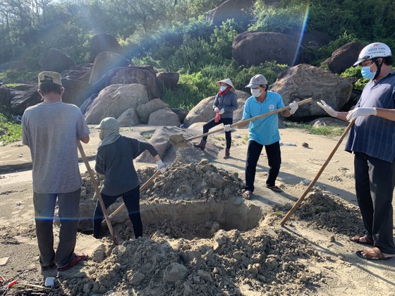 Quảng Ngãi: Chôn lấp hơn 5 tấn cá nuôi lồng bè bị chết sau bão số 5 ảnh 9