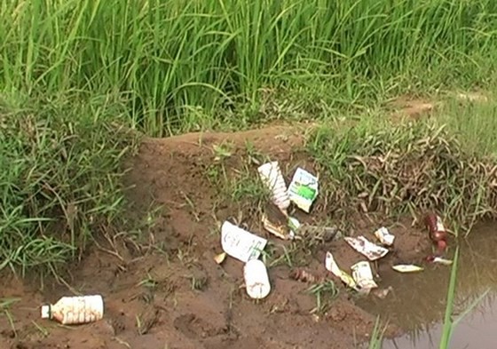 Bao bì thuốc BVTV sau khi sử dụng vứt bừa bãi ngoài ruộng đồng