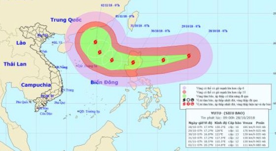 Siêu bão Yutu giật cấp 16 áp sát Biển Đông ảnh 1