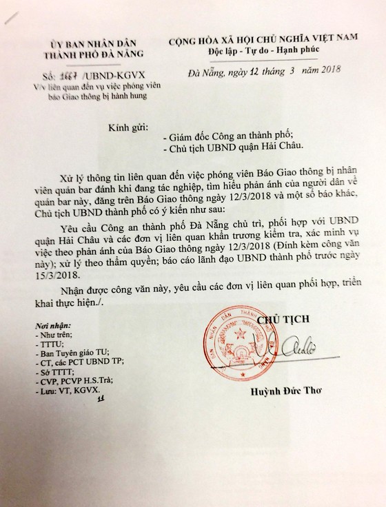 Chủ tịch UBND TP Đà Nẵng chỉ đạo điều tra, xử lý vụ PV Báo Giao thông bị hành hung ảnh 1