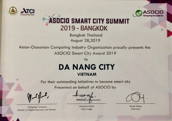 Đà Nẵng nhận giải thưởng Thành phố thông minh ASOCIO 2019 ảnh 1