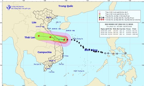 Trong sáng đến trưa nay, bão số 5 với cường độ cấp 7-8 sẽ đi vào các tỉnh từ Quảng Bình đến Quảng Nam  ảnh 2