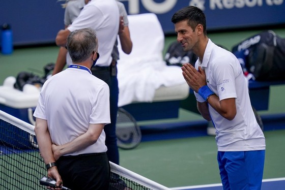 Djokovic xin lỗi trọng tài trong tuyệt vọng.