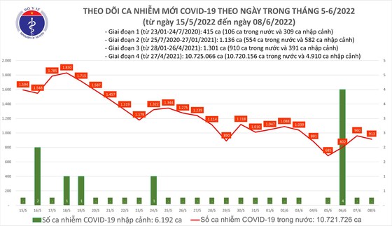 Ngày 8-6, có 913 ca mắc Covid-19 và trên 8.300 người khỏi bệnh ảnh 1