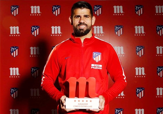 Costa được bầu chọn là cầu thủ xuất sắc nhất tháng 1 của Atletico. Ảnh: Getty Images