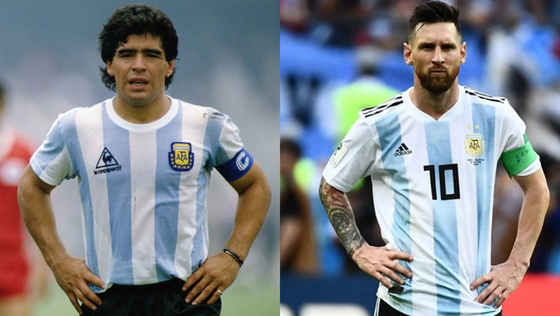 Diego Maradona và Lionel Messi là 2 cầu thủ vĩ đại nhất bóng đá Argentina.