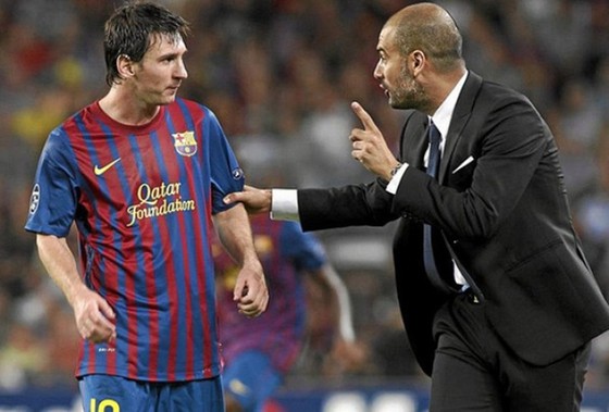 Pep Guardiola và Lionel Messi đã thảo luận về dự án mới tại Man.City. Ảnh: Getty Images