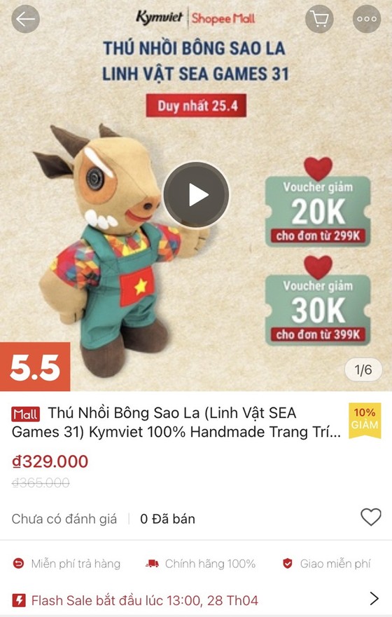 SEA Games 31 chưa diễn ra, thú bông Sao la đã hết hàng ảnh 1