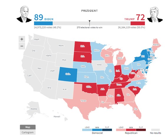 Bầu cử Mỹ 2020: Đương kim Tổng thống có 213 phiếu đại cử tri, ứng viên Joe Biden giành 238 phiếu ảnh 18