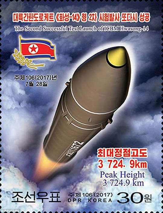 Triều Tiên phát hành bộ tem nhân dịp thử thành công tên lửa ảnh 4