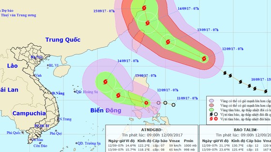 Bão TALIM tiến vào Trung Quốc, áp thấp nhiệt đới gần biển Đông ảnh 1