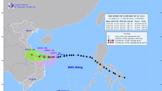 Dự báo: 22 giờ ngày 11-9, tâm bão số 5 ngay trên vùng biển từ Quảng Trị đến Quảng Ngãi ảnh 1