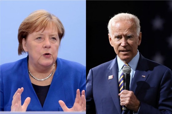 Thủ tướng Đức Angela Merkel và Tổng thống Mỹ Joe Biden. Ảnh: Reuters