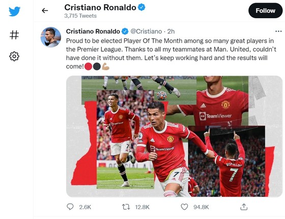 Qua mặt Mo Salah, Cristiano Ronaldo đoạt giải Cầu thủ xuất sắc nhất Premier League tháng 9 ảnh 2