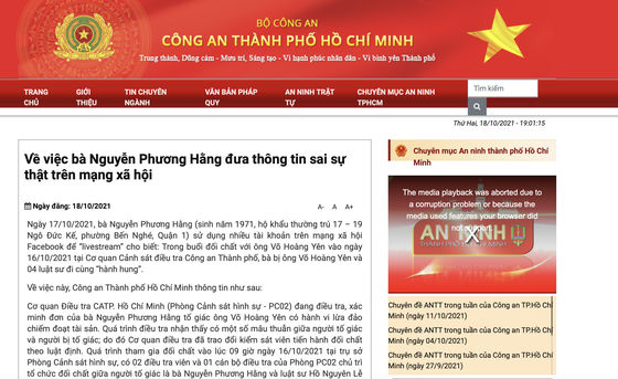 Công an TPHCM lên tiếng vụ bà Nguyễn Phương Hằng tố bị hành hung ở cơ quan điều tra ảnh 1