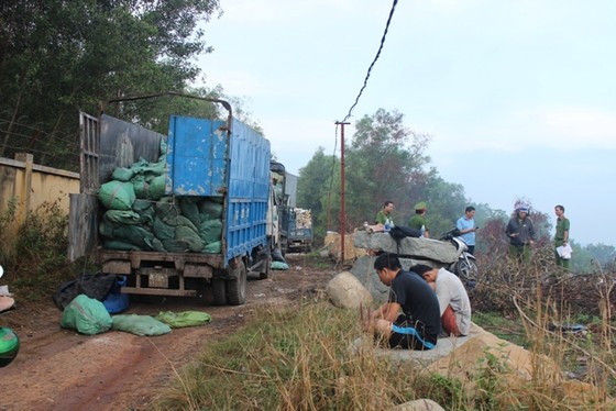 Bắt quả tang gần 10 xe chở hàng chục tấn rác thải ra môi trường ảnh 1