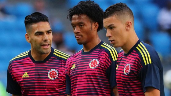 Falcao (trái) và Cuadrado (giữa) là những cầu thủ rất nguy hiểm của Colombia