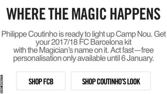 Khi Nike “tuyên bố” Coutinho gia nhập Barcelona ảnh 1