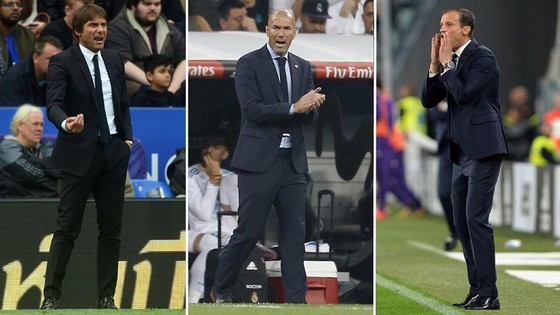 Antonio Conte, Zinedine Zidane, Max Allegri có thể sẽ hoán đội vị trí của nhau trong mùa hè. Ảnh: Getty Images. 