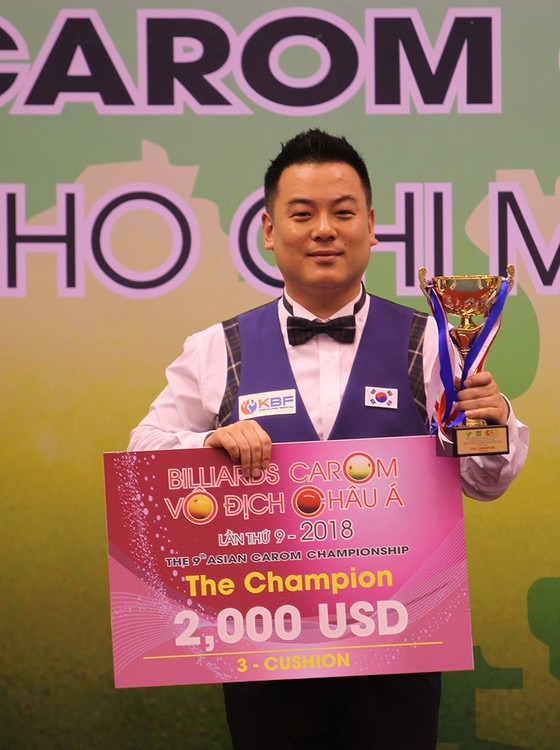 Giải Billiard Carom vô địch Châu Á 2018:  Cơ thủ xứ Kim Chi lên ngôi nội dung carom ba băng  ảnh 1