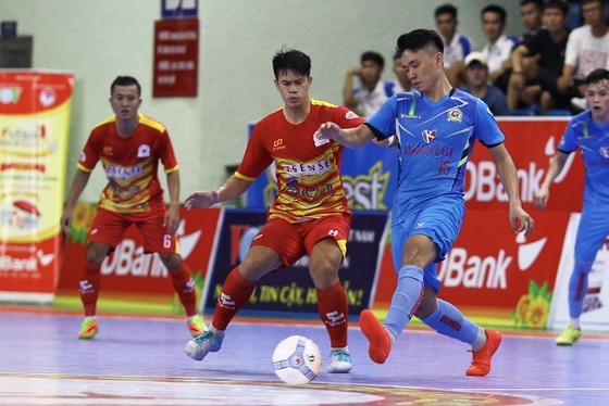 Đội Tân Hiệp Hưng trong cuộc so tài với Kardiachain Sài Gòn FC ở giải futsal VĐQG 2019. Ảnh: Anh Trần