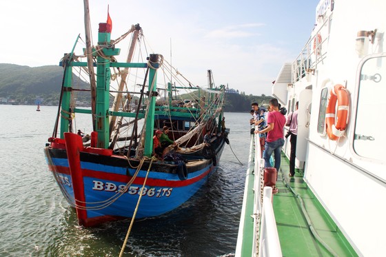 Cảnh sát biển cứu tàu bị nạn cùng 7 ngư dân Bình Định vào bờ an toàn ảnh 8