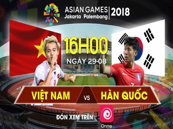 Trận bán kết ASIAD 2018 giữa Olympic Việt Nam và Olympic Hàn Quốc được trực tiếp trên phần mềm Onme