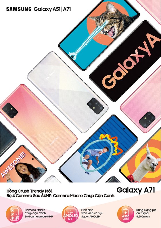 Galaxy A71 và Galaxy A51 phiên bản Hồng Crush Trendy