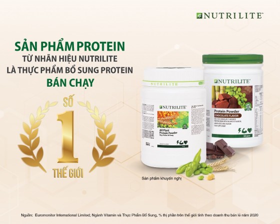 Dòng Nutrilite Protein đạt danh hiệu Thực phẩm bổ sung Protein bán chạy số 1 thế giới