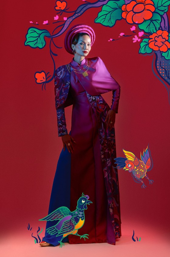 Hoa hậu H’Hen Niê tôn vinh tranh dân gian Đông Hồ trong bộ ảnh Tết Tân Sửu  ảnh 2