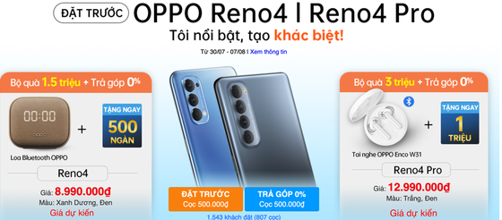 OPPO Reno4 và Reno4 Pro ghi nhận hơn 2.500 khách hàng đặt cọc đầu tiên  ảnh 1